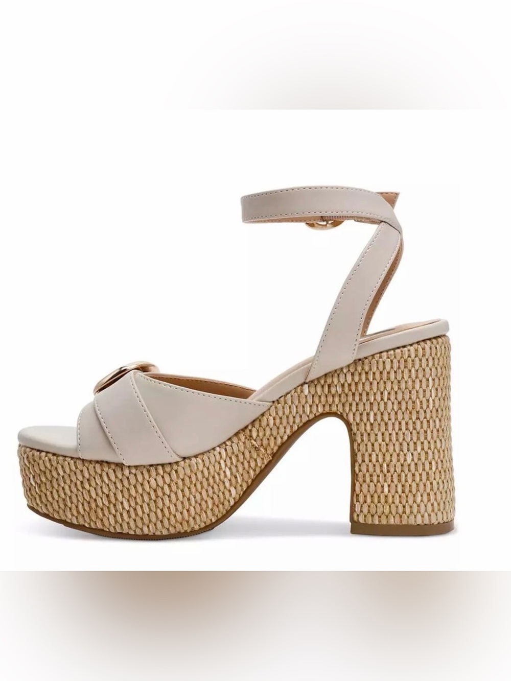Dolce Vita Cognac Brown Block-Heel Sandals with Gold Buckle - Picture 4 of 4